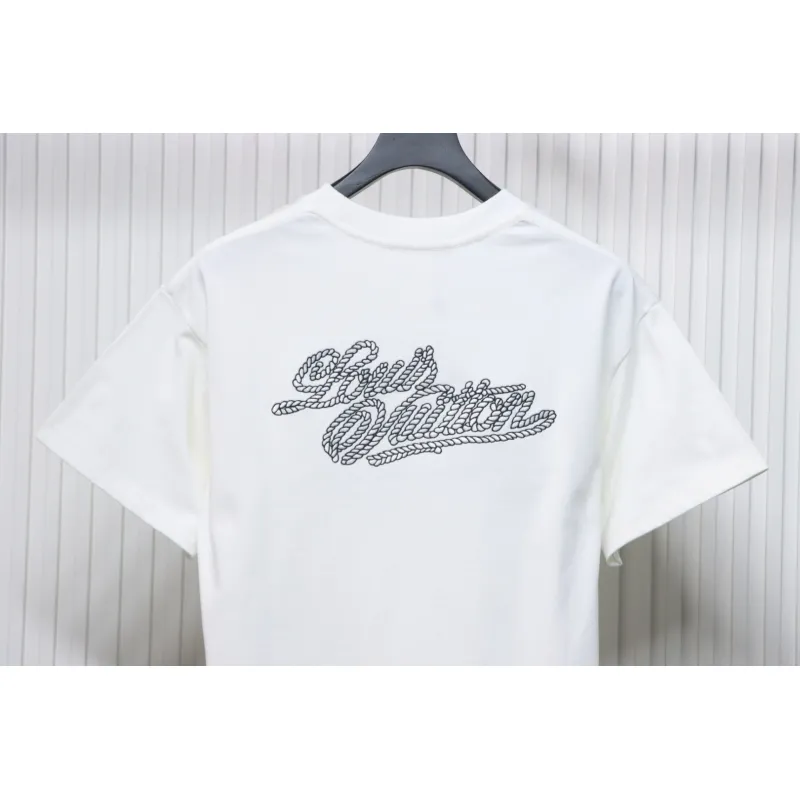 Louis Vuitton 25ss hemp rope knot embroidered short sleeves White