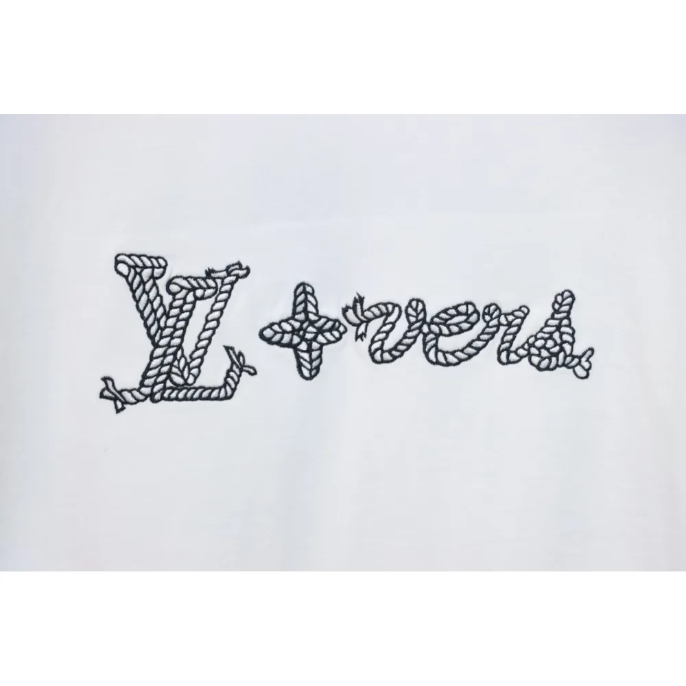 Louis Vuitton 25ss hemp rope knot embroidered short sleeves White