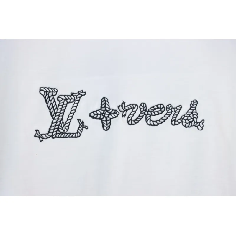 Louis Vuitton 25ss hemp rope knot embroidered short sleeves White