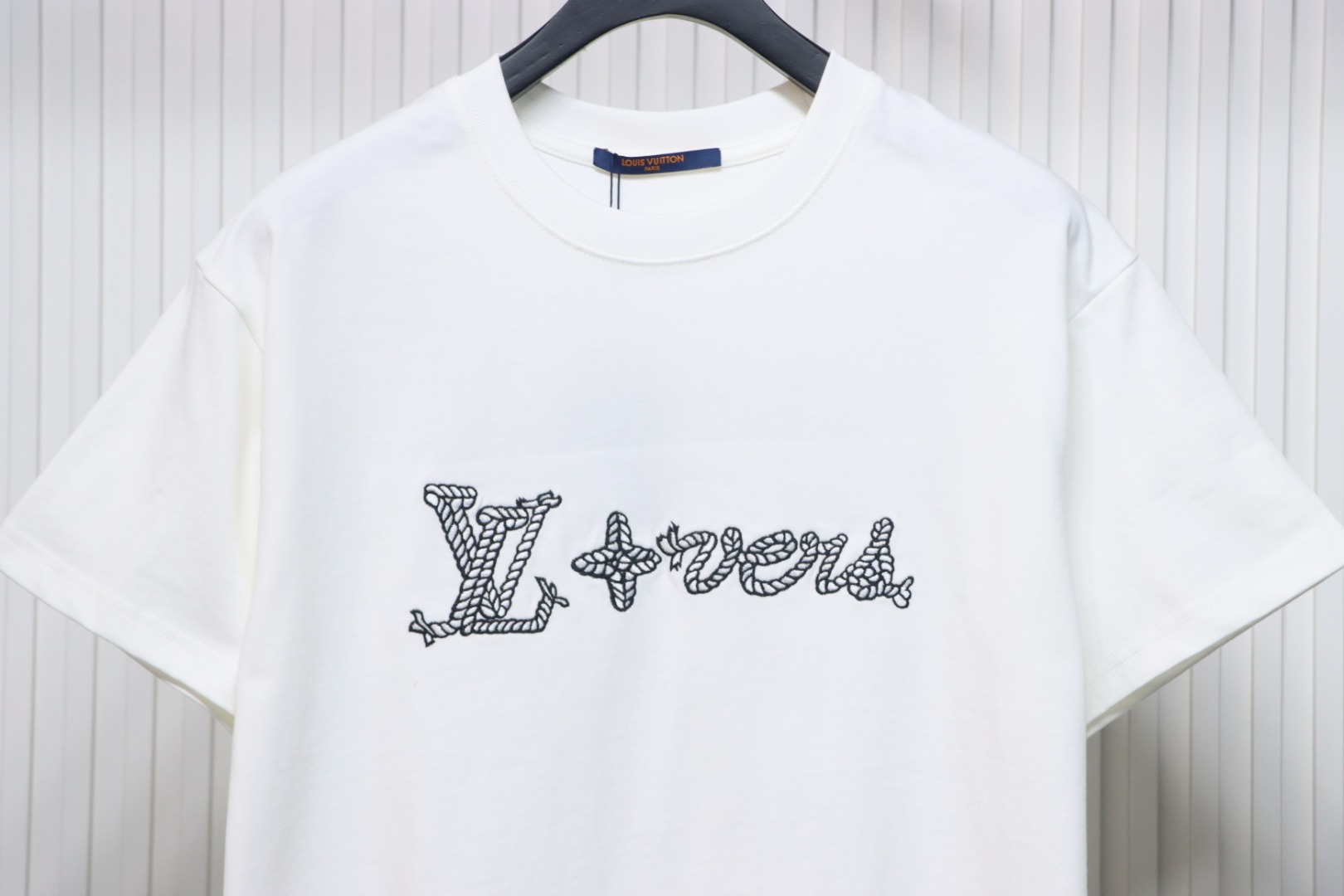 Louis Vuitton 25ss hemp rope knot embroidered short sleeves White