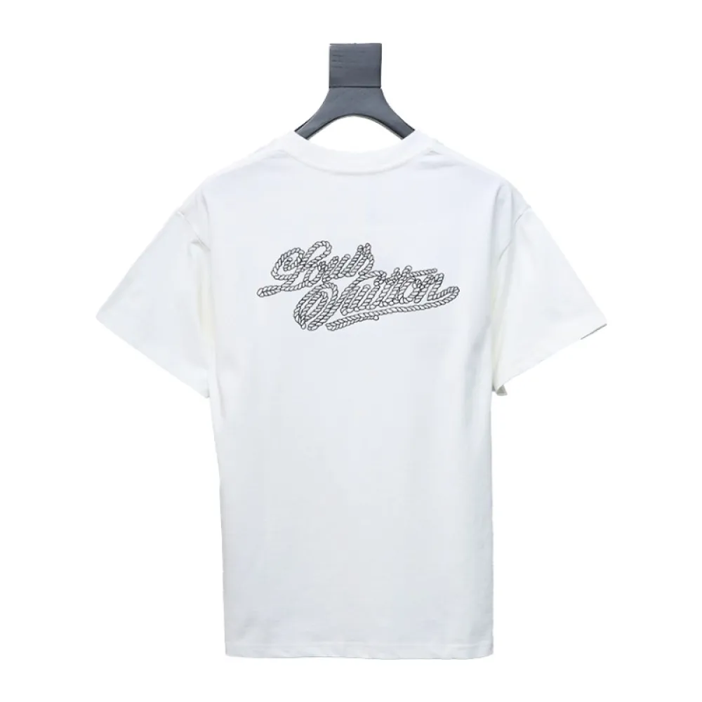 Louis Vuitton 25ss hemp rope knot embroidered short sleeves White