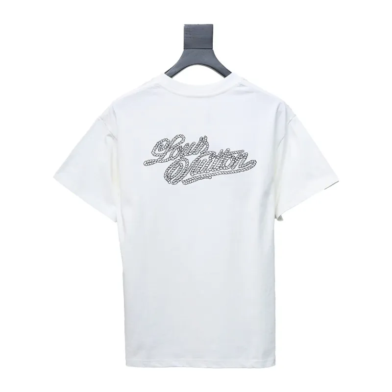 Louis Vuitton 25ss hemp rope knot embroidered short sleeves White