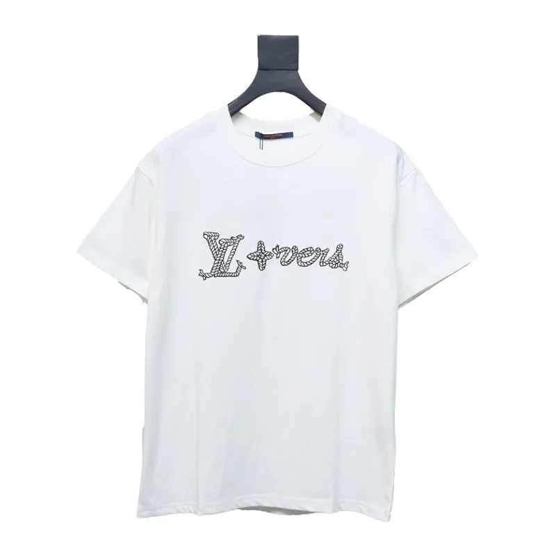 Louis Vuitton 25ss hemp rope knot embroidered short sleeves White