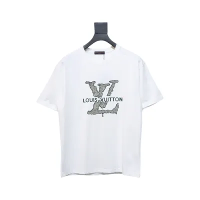 Louis Vuitton LV 25SS flocked logo short-sleeved T-shirt White 01