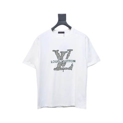 Louis Vuitton LV 25SS flocked logo short-sleeved T-shirt White 01