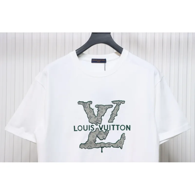 Louis Vuitton LV 25SS flocked logo short-sleeved T-shirt White