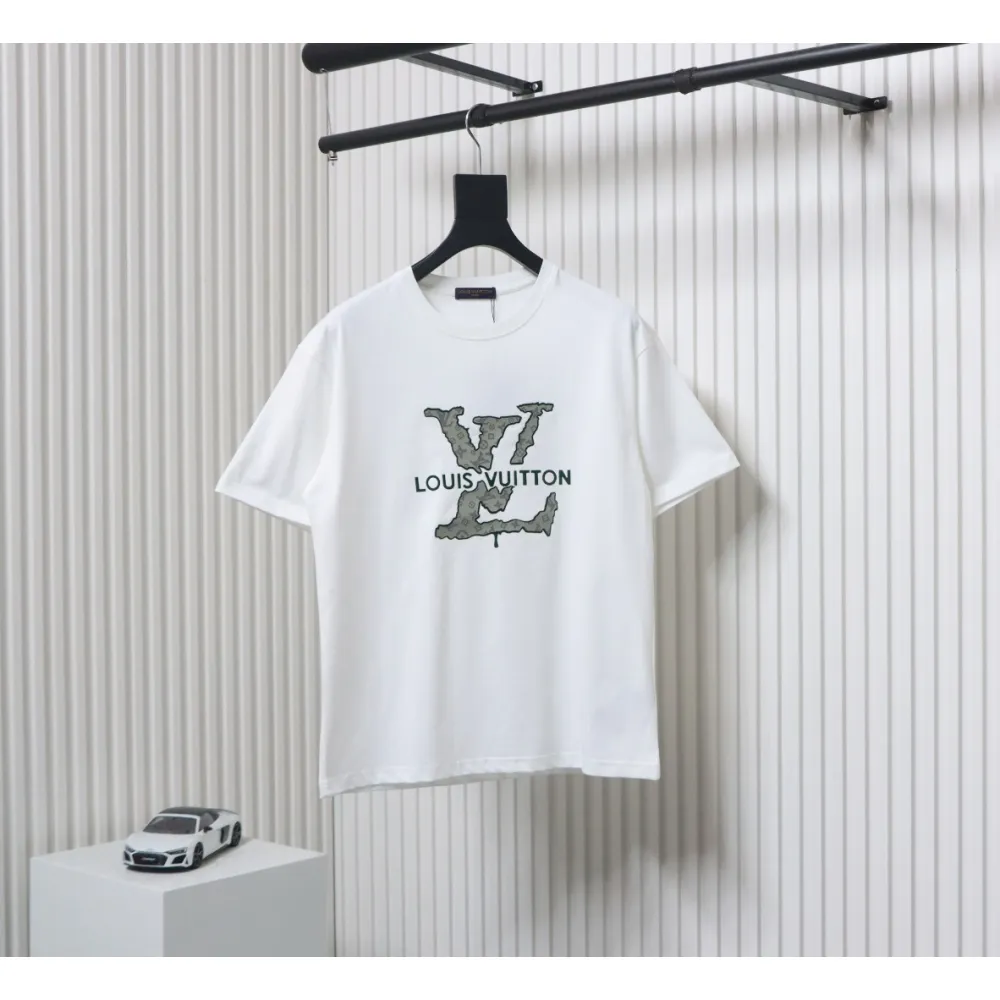 Louis Vuitton LV 25SS flocked logo short-sleeved T-shirt White