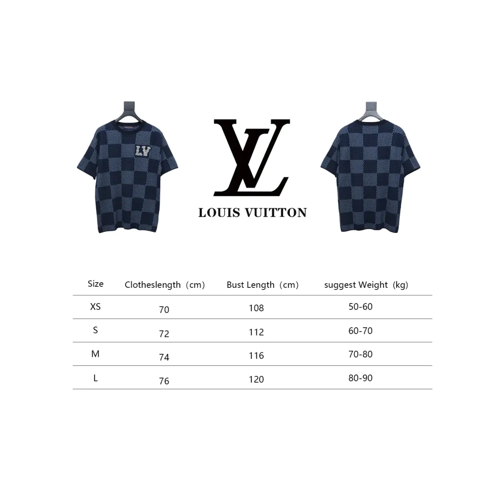 Louis Vuitton LV 25ss New Pharrell Chessboard Short Sleeve T-Shirt Blue