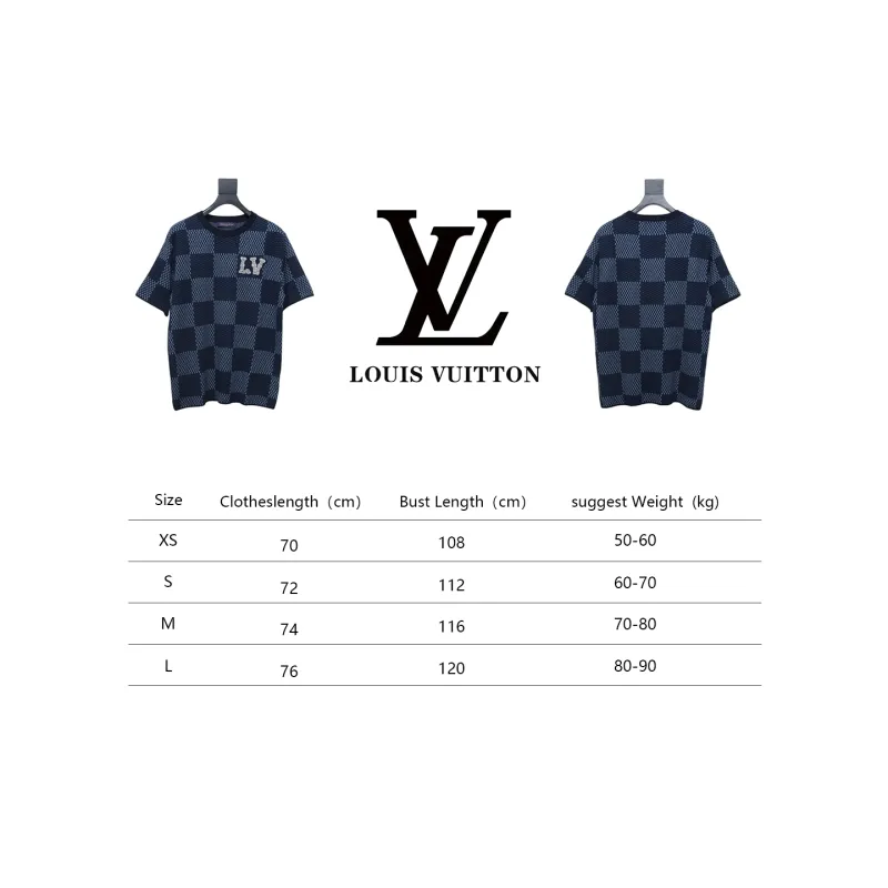 Louis Vuitton LV 25ss New Pharrell Chessboard Short Sleeve T-Shirt Blue