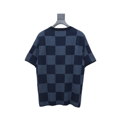 Louis Vuitton LV 25ss New Pharrell Chessboard Short Sleeve T-Shirt Blue 02