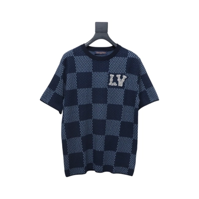 Louis Vuitton LV 25ss New Pharrell Chessboard Short Sleeve T-Shirt Blue 01
