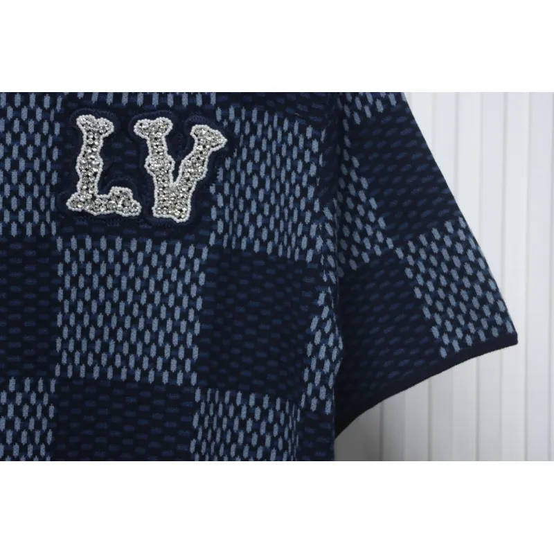 Louis Vuitton LV 25ss New Pharrell Chessboard Short Sleeve T-Shirt Blue