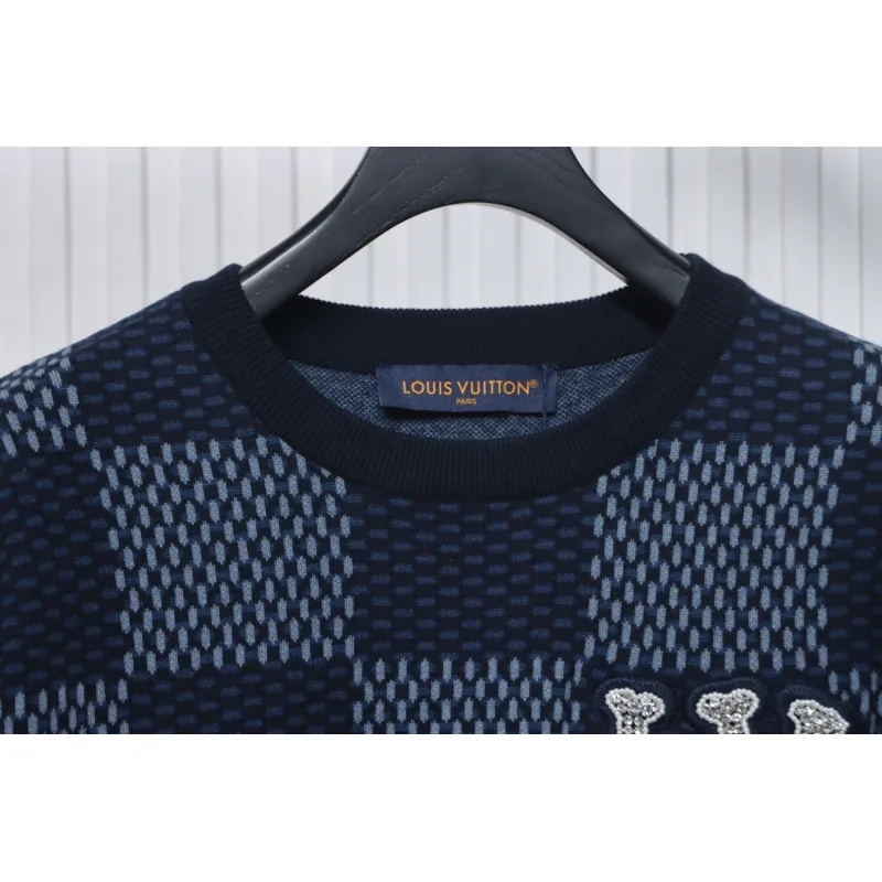 Louis Vuitton LV 25ss New Pharrell Chessboard Short Sleeve T-Shirt Blue