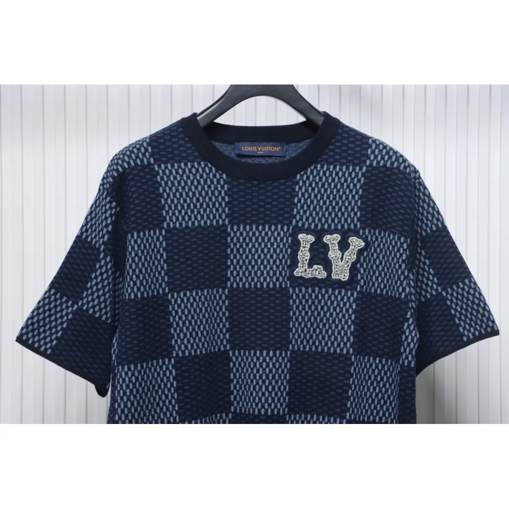 Louis Vuitton LV 25ss New Pharrell Chessboard Short Sleeve T-Shirt Blue