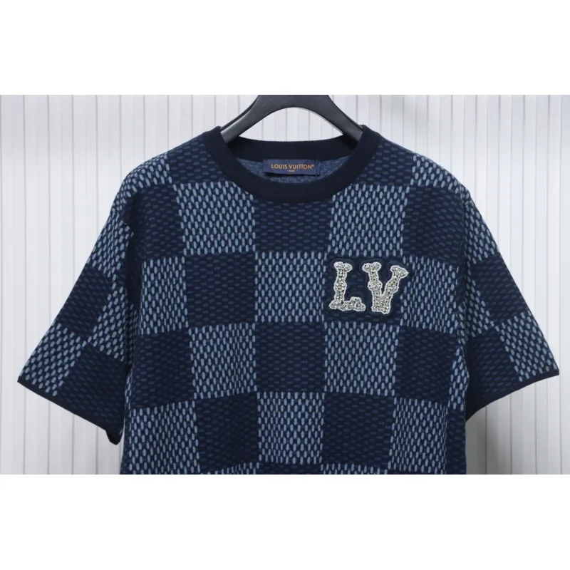 Louis Vuitton LV 25ss New Pharrell Chessboard Short Sleeve T-Shirt Blue