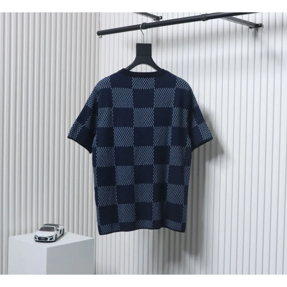 Louis Vuitton LV 25ss New Pharrell Chessboard Short Sleeve T-Shirt Blue
