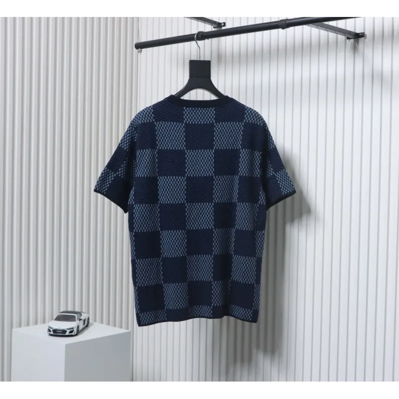 Louis Vuitton LV 25ss New Pharrell Chessboard Short Sleeve T-Shirt Blue
