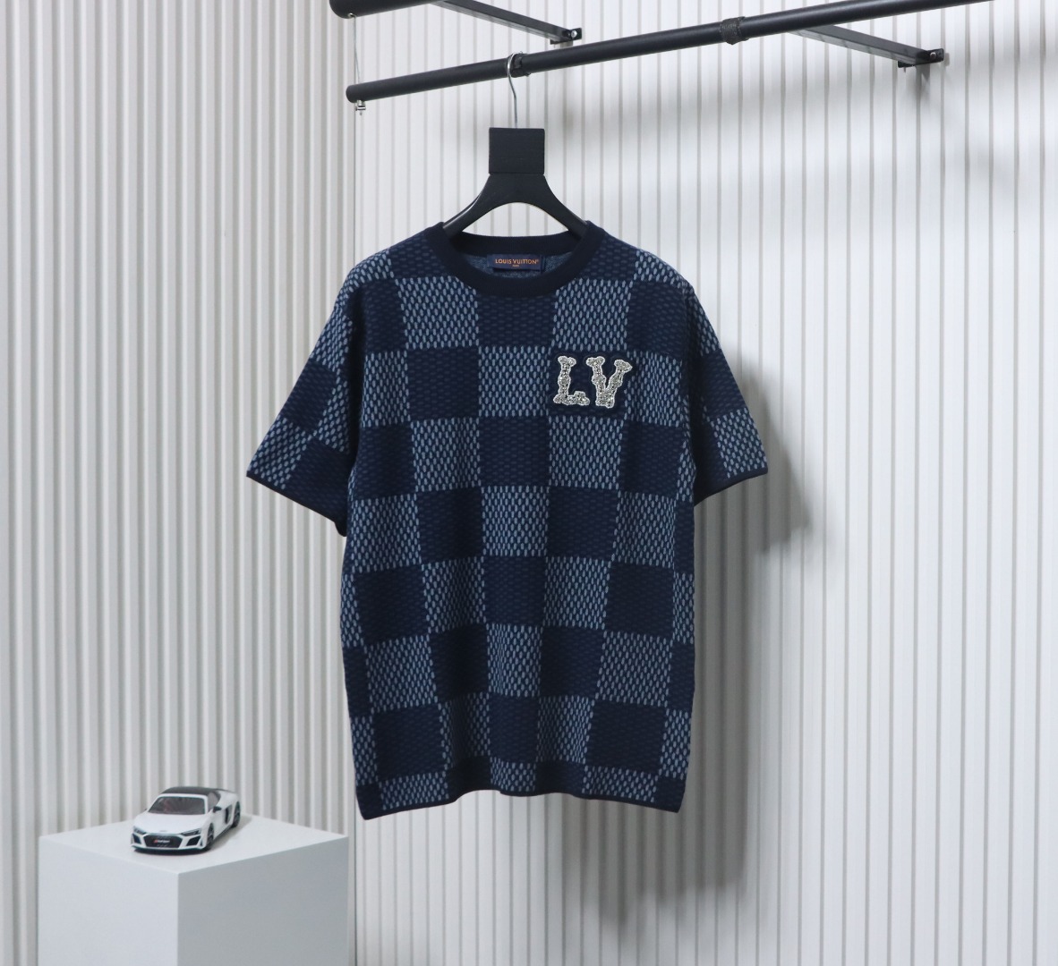 Louis Vuitton LV 25ss New Pharrell Chessboard Short Sleeve T-Shirt Blue