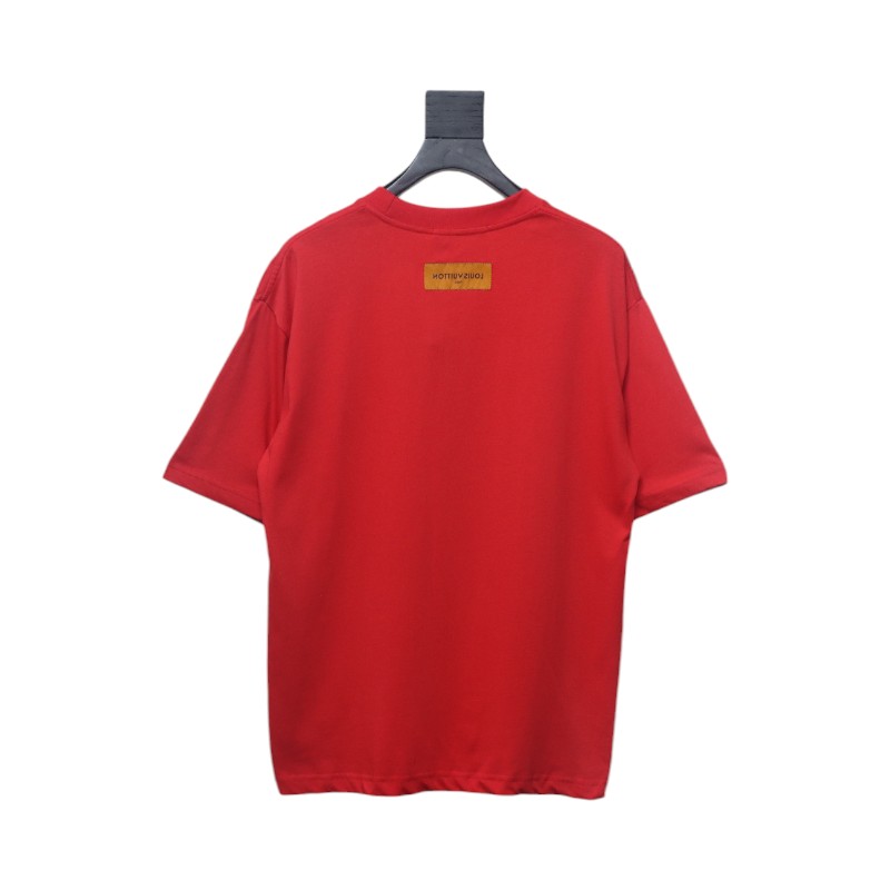 Louis Vuitton New Embroidered Patch Cotton Piqué T-Shirt Red