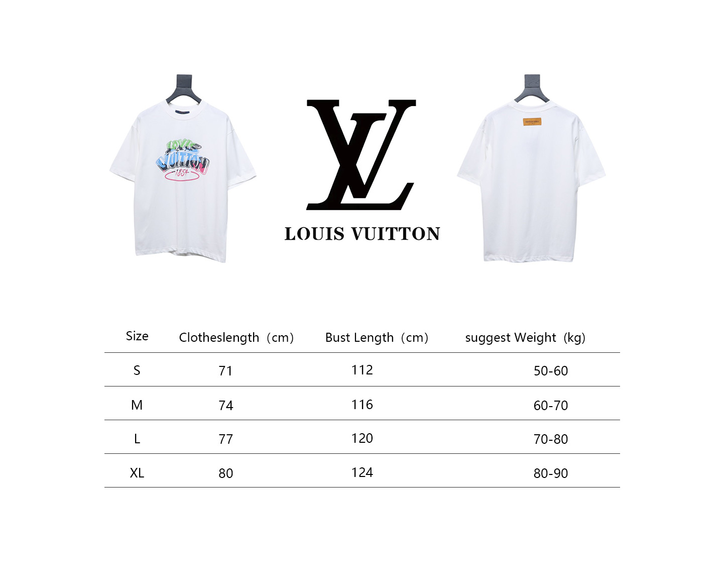 Louis Vuitton colorful letter logo print short sleeve white