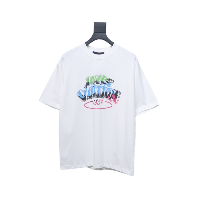 Louis Vuitton colorful letter logo print short sleeve white