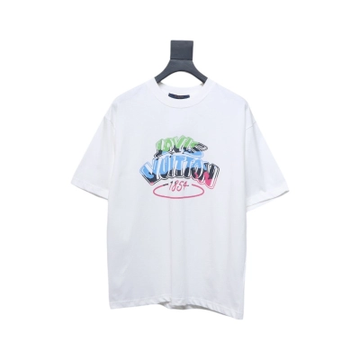 Louis Vuitton colorful letter logo print short sleeve white 01