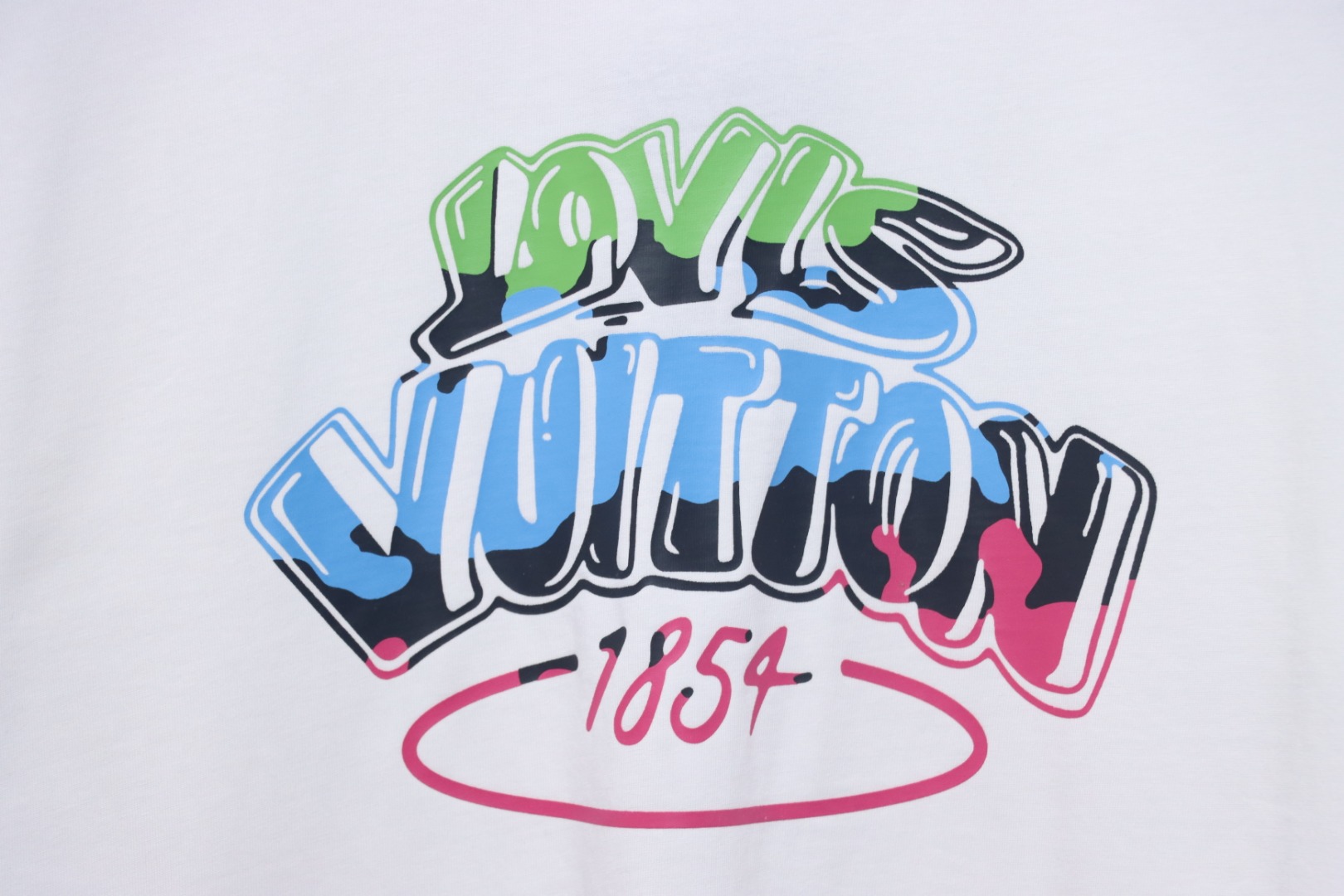 Louis Vuitton colorful letter logo print short sleeve white