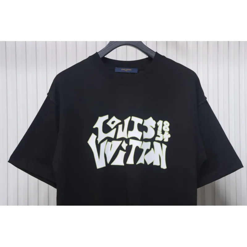 Louis Vuitton 2025ss Lettering Round Neck Short Sleeve Black