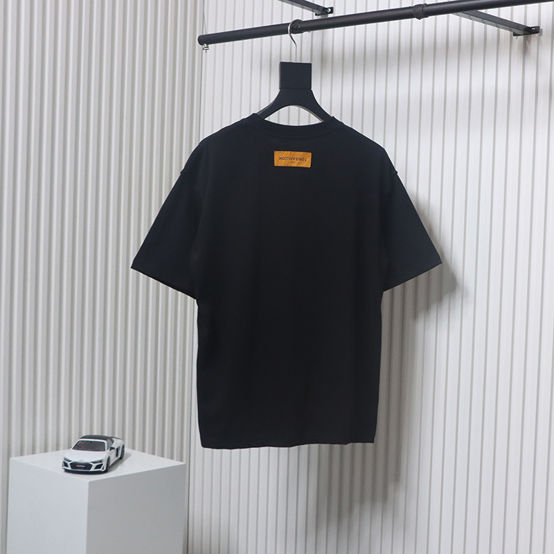 Louis Vuitton 2025ss Lettering Round Neck Short Sleeve Black