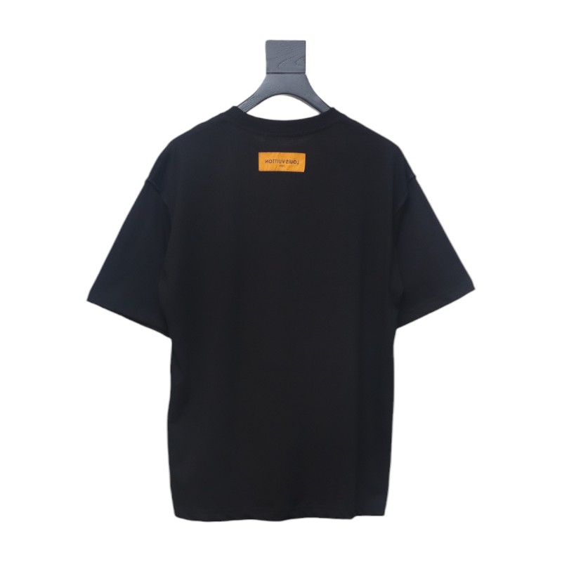 Louis Vuitton 2025ss Lettering Round Neck Short Sleeve Black