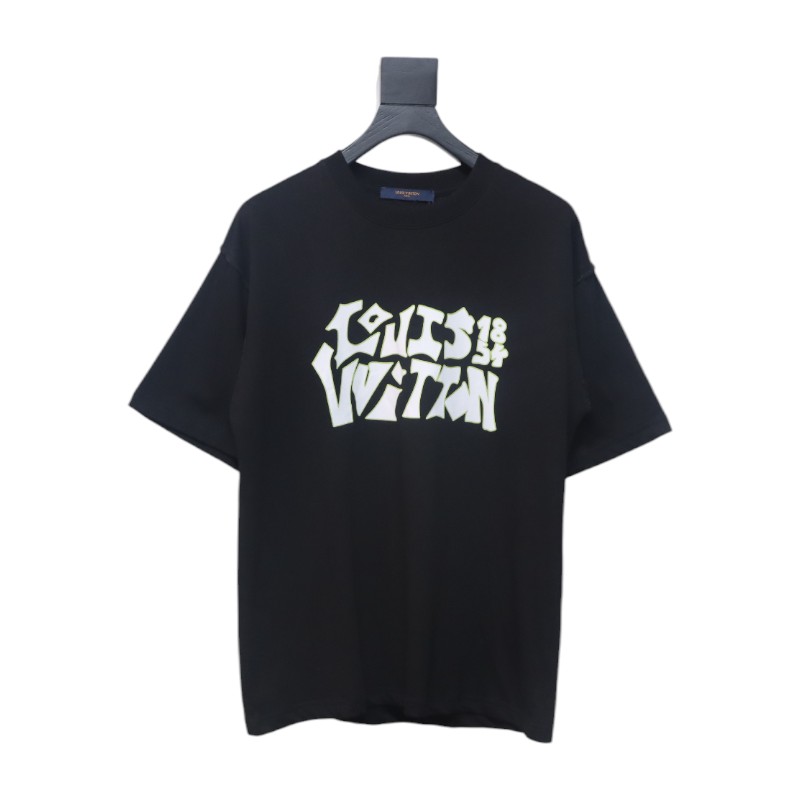 Louis Vuitton 2025ss Lettering Round Neck Short Sleeve Black