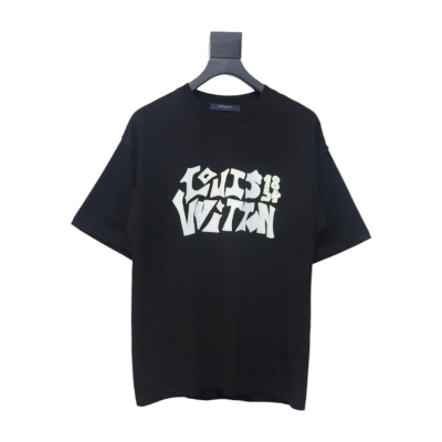 Louis Vuitton 2025ss Lettering Round Neck Short Sleeve Black 01