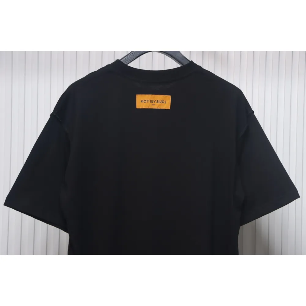 Louis Vuitton 2025ss Lettering Round Neck Short Sleeve Black