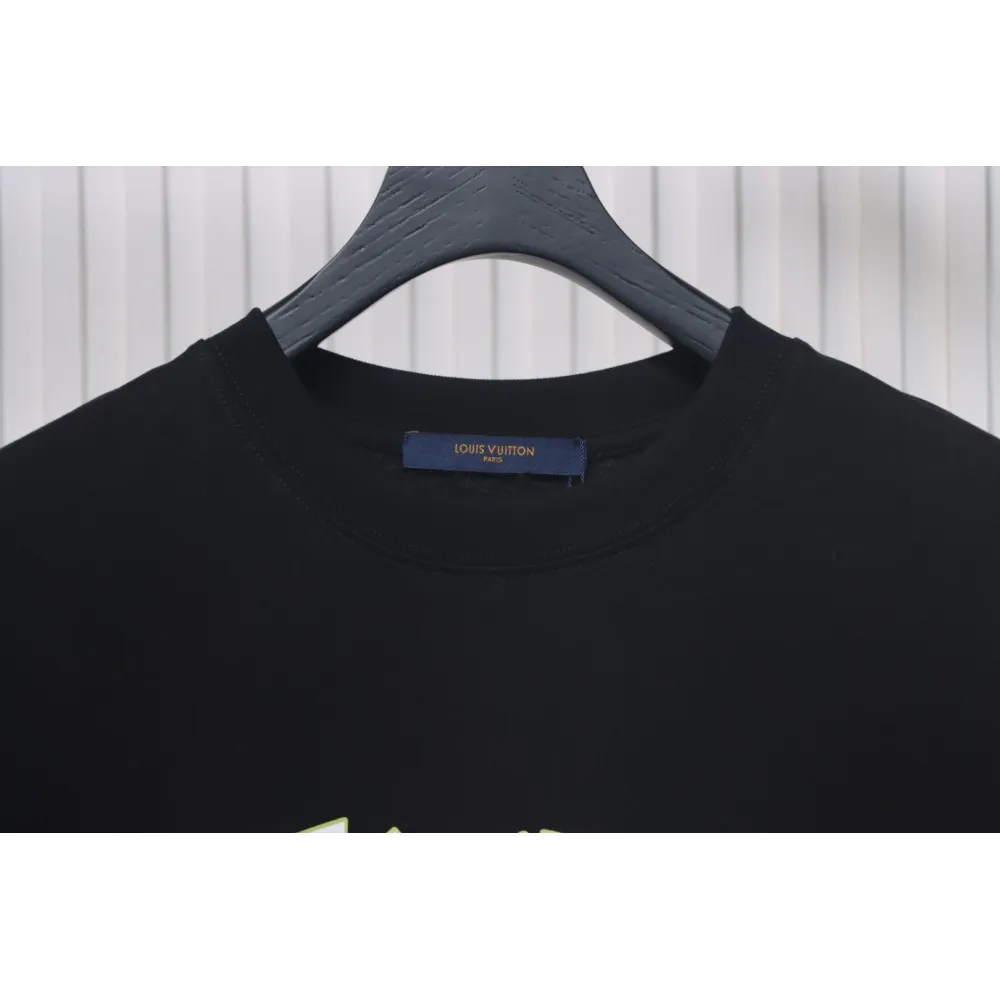 Louis Vuitton 2025ss Lettering Round Neck Short Sleeve Black
