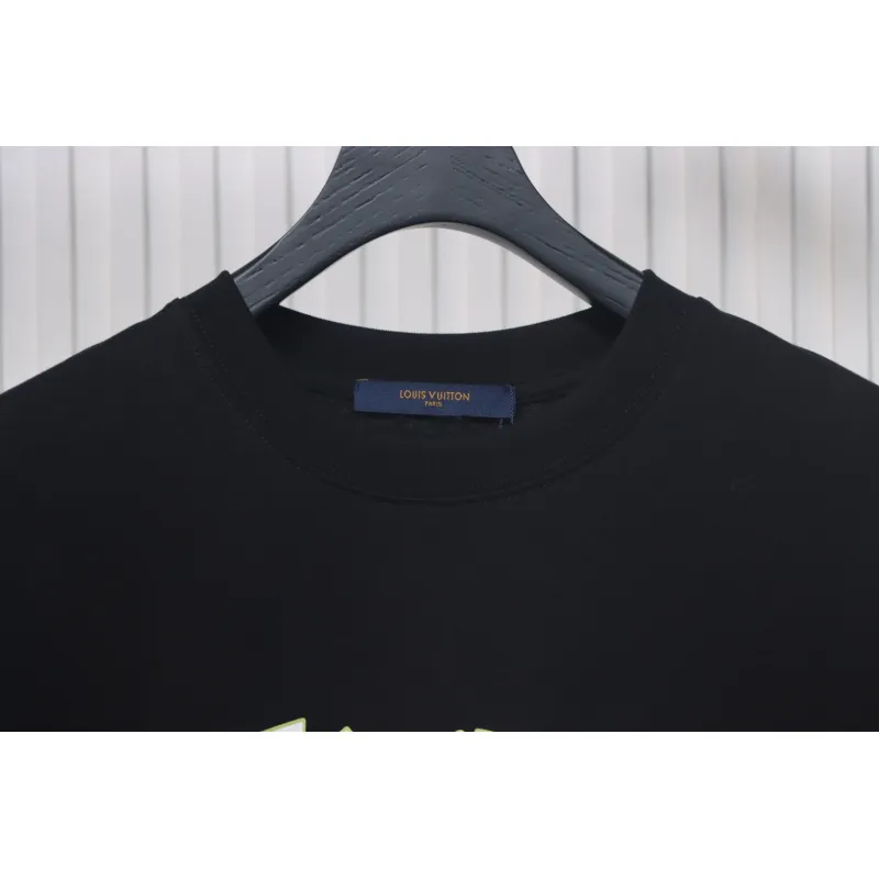 Louis Vuitton 2025ss Lettering Round Neck Short Sleeve Black