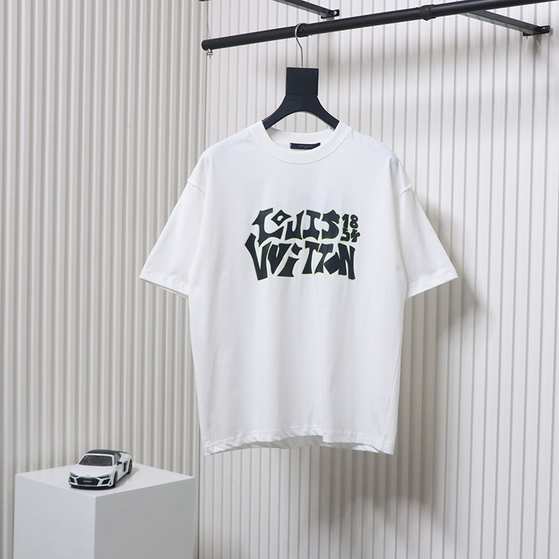 Louis Vuitton 2025ss Lettering Round Neck Short Sleeve White
