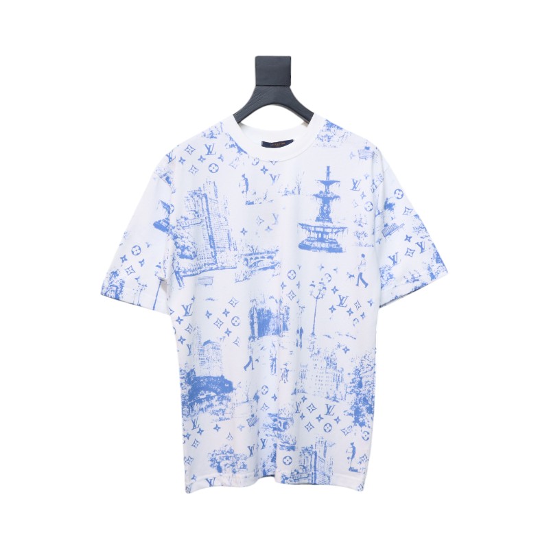 Louis Vuitton 2025ss Park Print Round Neck Short Sleeve