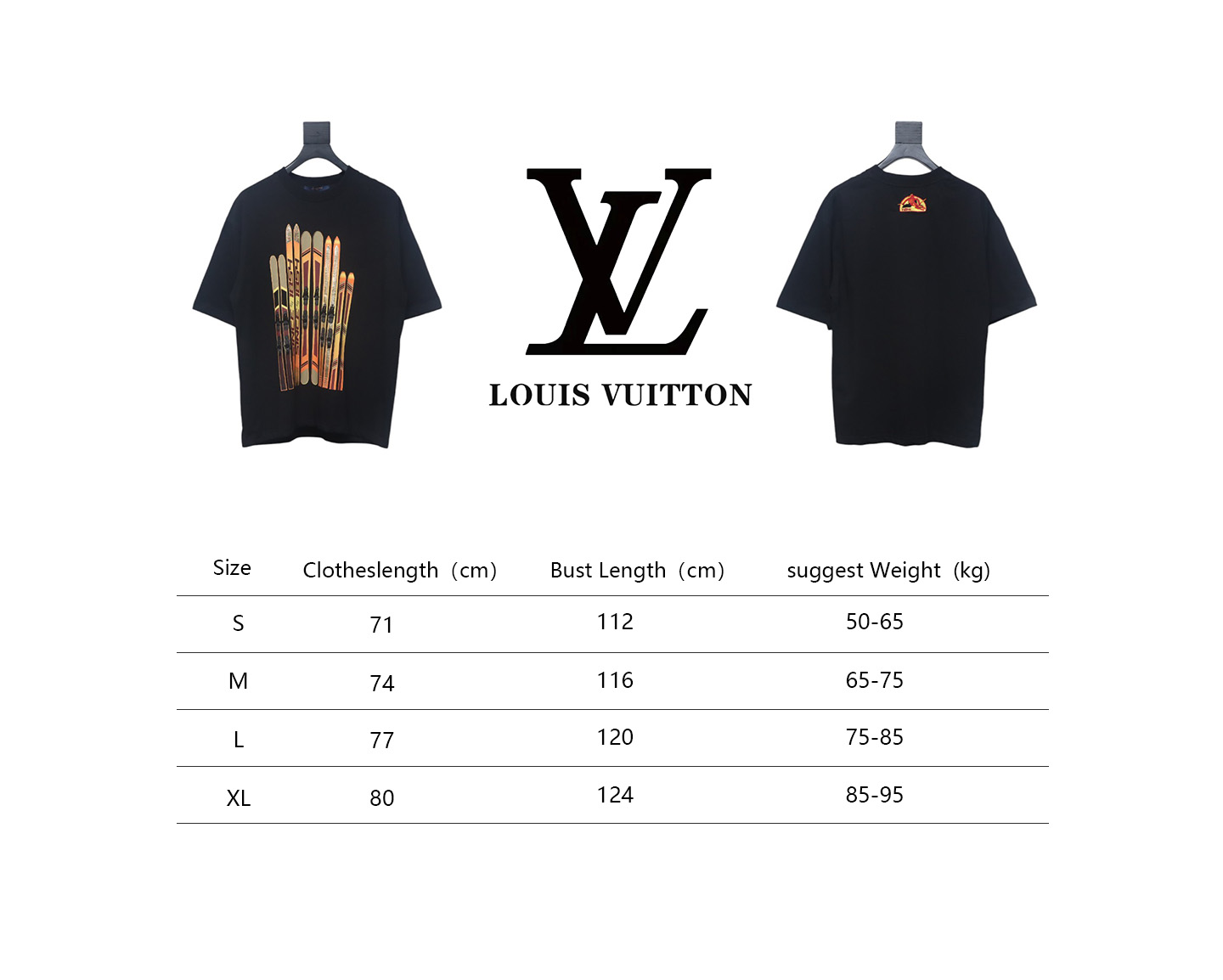 Louis Vuitton 2025ss Snowboard Gold Foil Round Neck Short Sleeve black