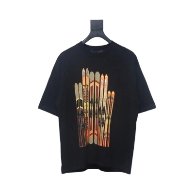 Louis Vuitton 2025ss Snowboard Gold Foil Round Neck Short Sleeve black 01