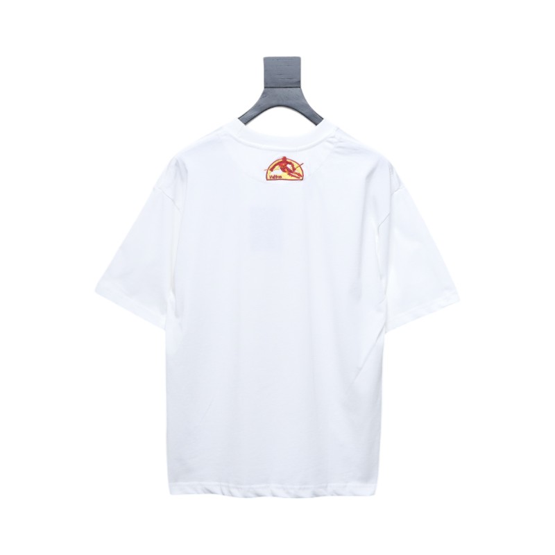 Louis Vuitton 2025ss Snowboard Gold Foil Round Neck Short Sleeve White