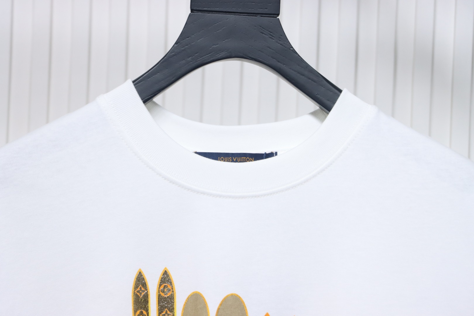 Louis Vuitton 2025ss Snowboard Gold Foil Round Neck Short Sleeve White