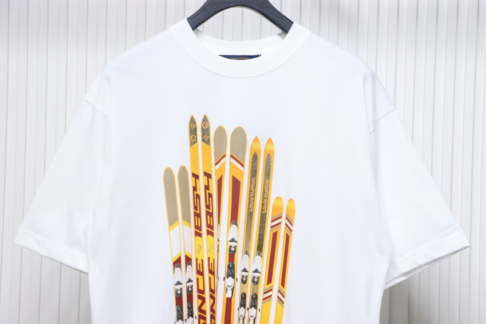 Louis Vuitton 2025ss Snowboard Gold Foil Round Neck Short Sleeve White