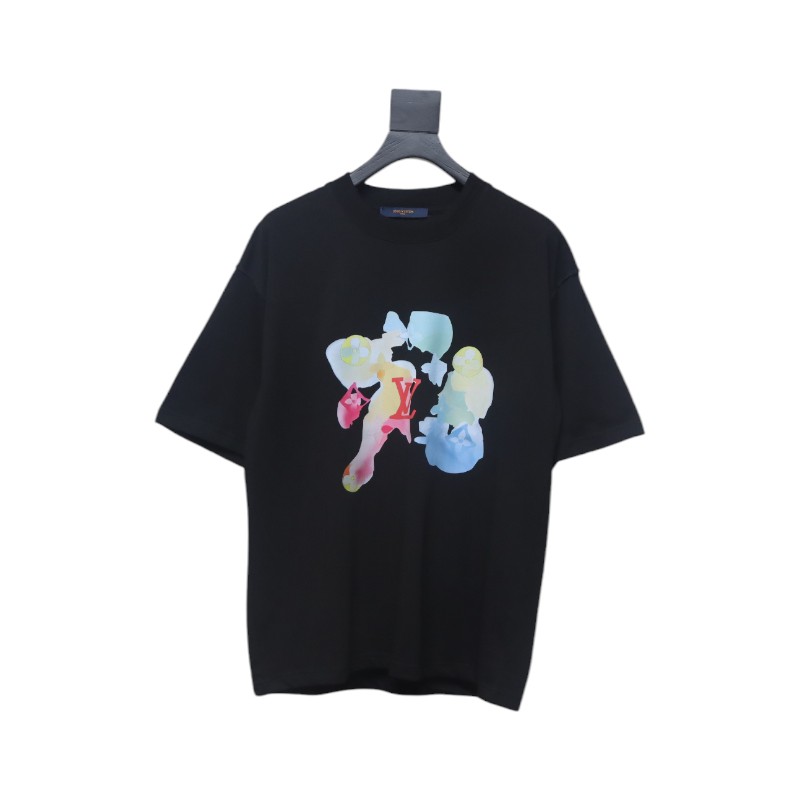 Louis Vuitton 2025ss watercolor round neck short sleeve black