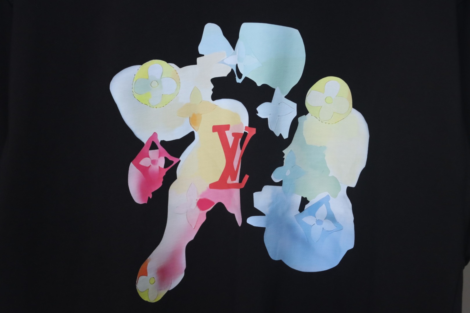 Louis Vuitton 2025ss watercolor round neck short sleeve black