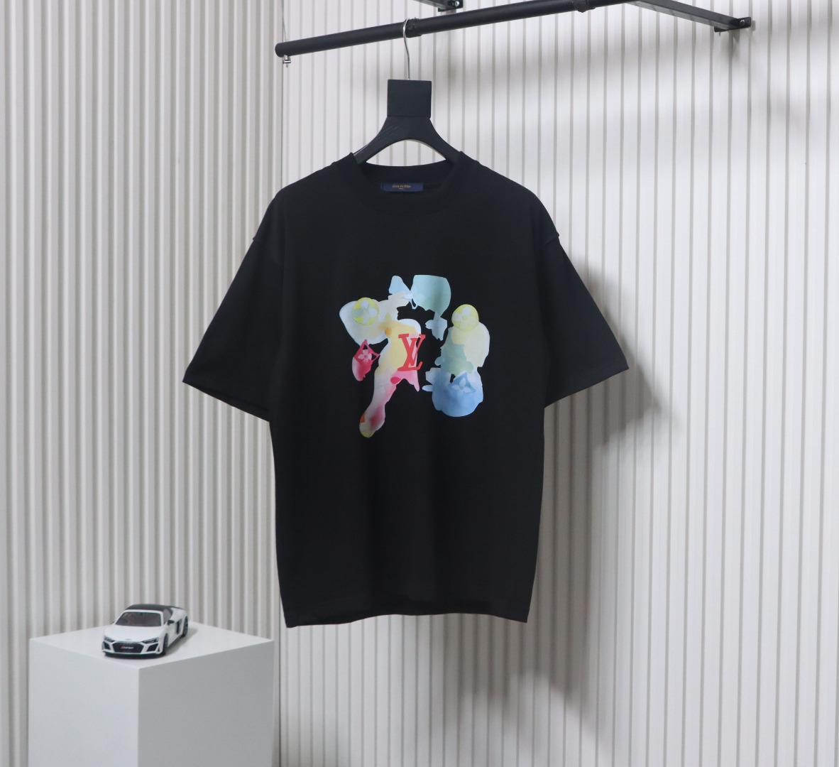 Louis Vuitton 2025ss watercolor round neck short sleeve black