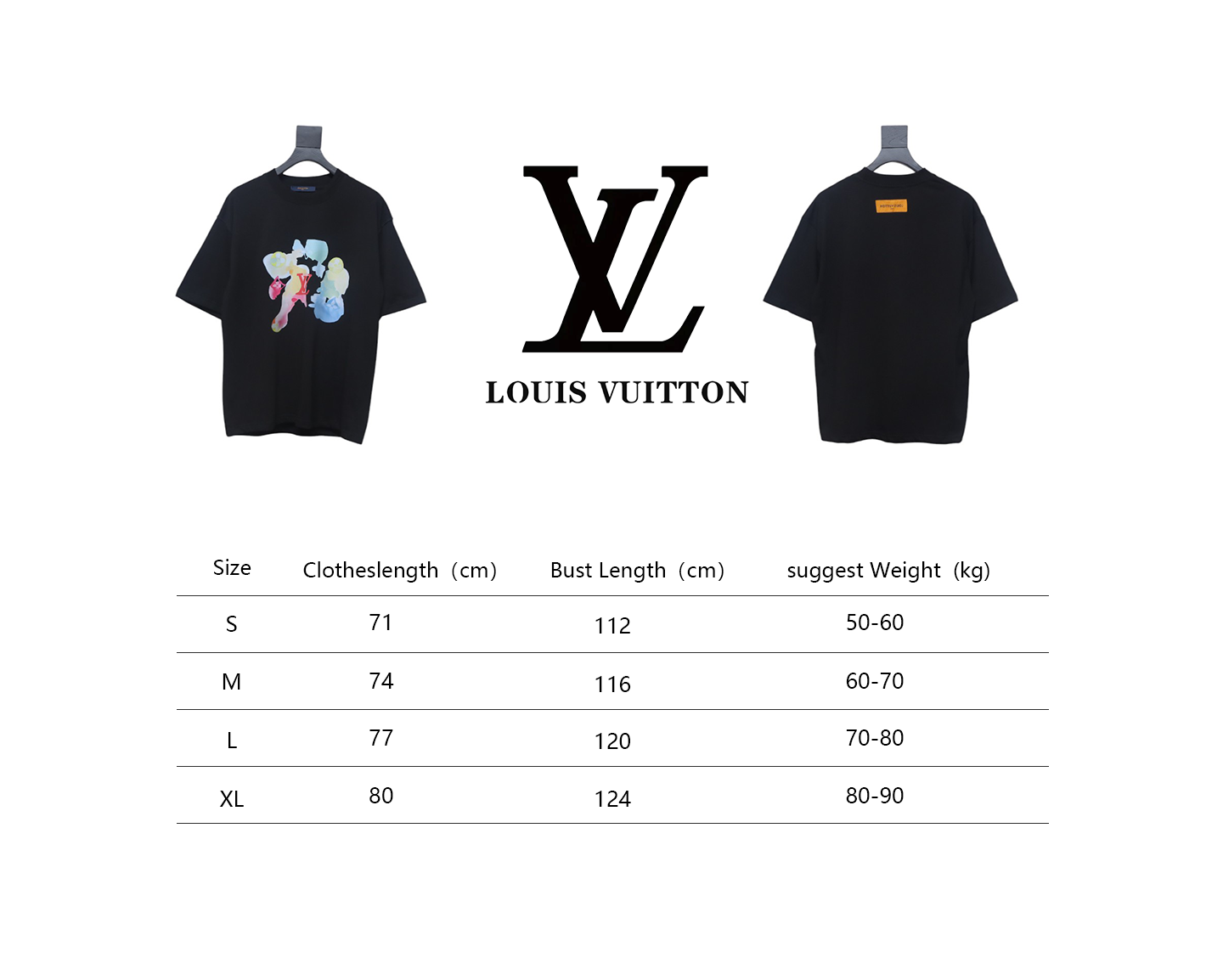 Louis Vuitton 2025ss watercolor round neck short sleeve black