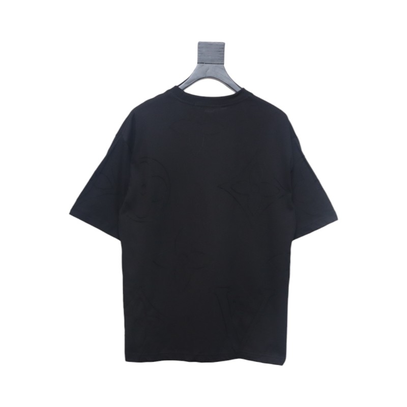 Louis Vuitton 2025ss white chain embroidery round neck short sleeve black