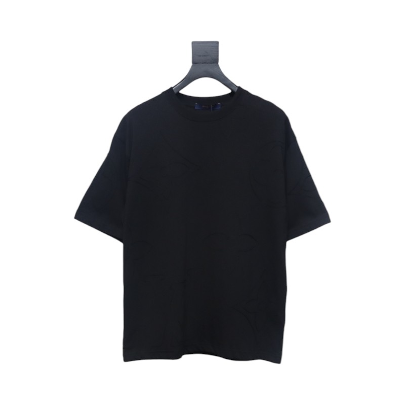 Louis Vuitton 2025ss white chain embroidery round neck short sleeve black