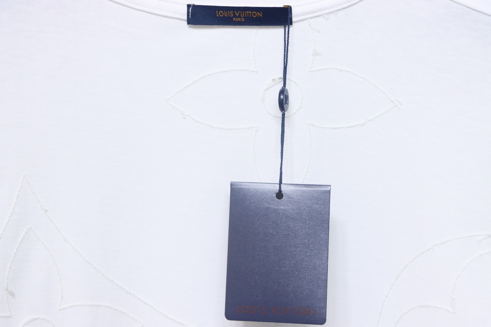 Louis Vuitton 2025ss white chain embroidery round neck short sleeve White