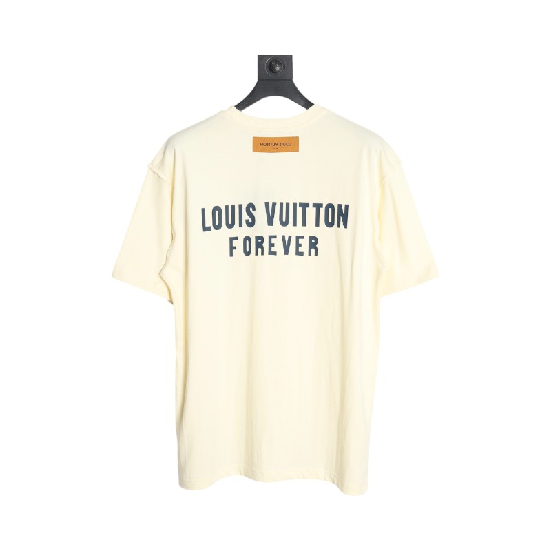 Louis Vuitton 22ss Fake Pocket Lettering Printed Short Sleeve Beige